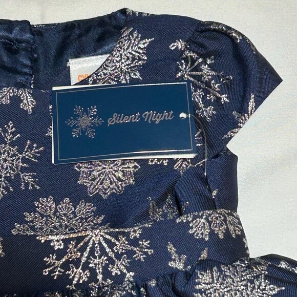Gymboree Girls Blue Silver Snowflake Short Cap Sleeves Dress NWT Silent Night - Picture 5 of 13